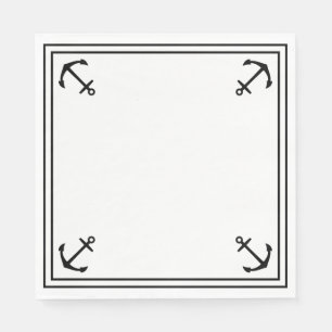 Serviette En Papier Ancres noires en blanc