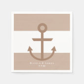 Serviette En Papier Ancres rayées Brown et blanches (Devant)