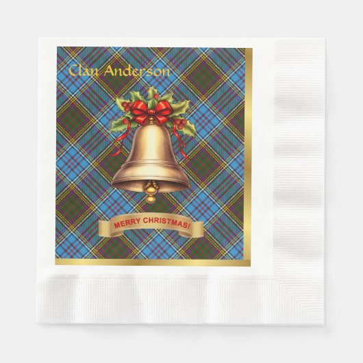 Serviette En Papier Anderson Personnalisé Tartan Christmas (Devant)