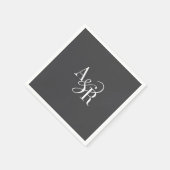 Serviette En Papier ANDREA Initiales Monogramme gris foncé Mariage min (Coin)