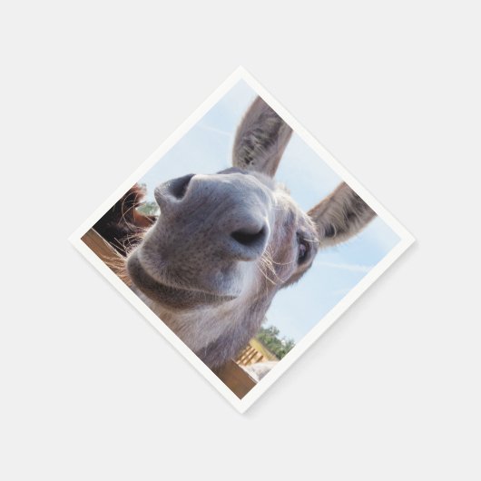 Serviette En Papier Âne gris souriant comique (Coin)