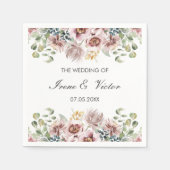 Serviette En Papier Anemone Blush | Palette Dusty mariage personnalisé (Devant)