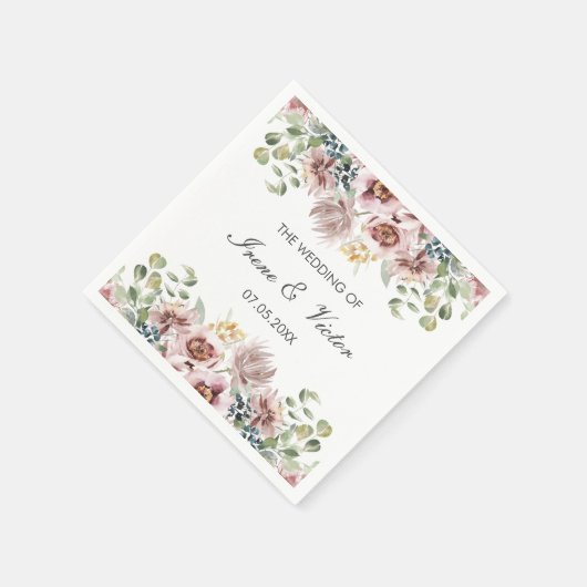 Serviette En Papier Anemone Blush | Palette Dusty mariage personnalisé (Coin)