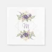 Serviette En Papier Anémone et lavande | Mariage pourpre et ivoire (Devant)