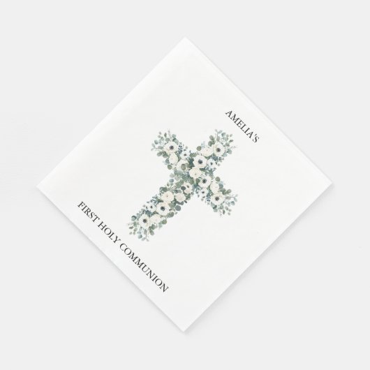Serviette En Papier Anémones et Eucalyptus croisent la première commun (Coin)