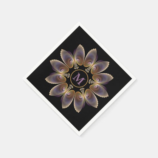 Serviette En Papier Ange Abstraite ailes Mandala Monogramme fractal (Coin)