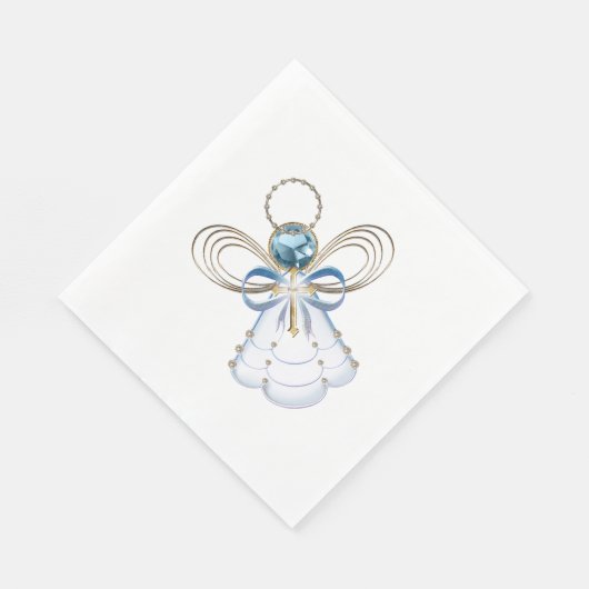 Serviette En Papier Ange de Foi bleu Noël - Fête (Coin)