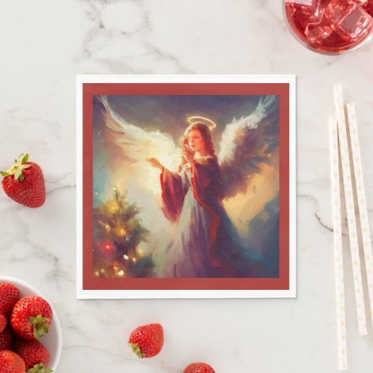 Serviette En Papier Ange de Noël 3 (En situation)