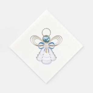 Serviette En Papier Ange en filigrane bleu de Noël de la foi -