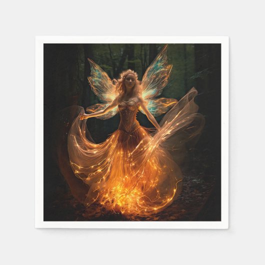 Serviette En Papier Ange fée magique avec ailes en forêt Pixie (Devant)