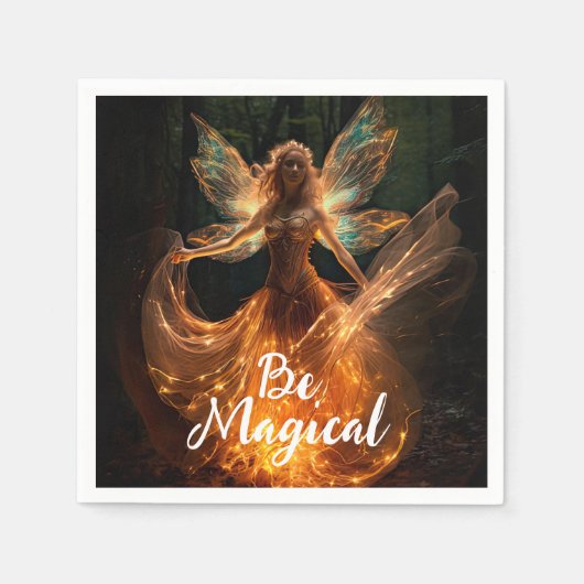 Serviette En Papier Ange fée magique avec ailes en forêt Pixie (Devant)