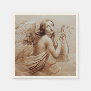 SERVIETTE EN PAPIER ANGE JOUER LYRA SUR LES NUAGES