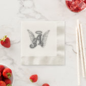 Serviette En Papier Angel Alphabet A Initiale Dernière Ailes Halo (En situation)