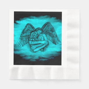 Serviette En Papier Angel Eros en amour, design noir et vert