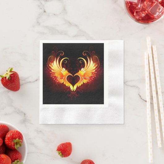 Serviette En Papier Angel Fire Heart with Wings (En situation)