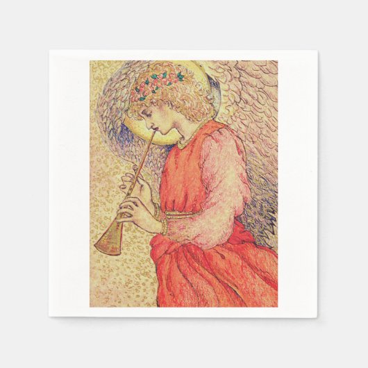 Serviette En Papier Angel Jouer un Flageolet (Devant)