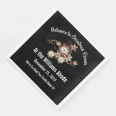 Serviette En Papier Angels, Bijoux et Fleurs mousseuses Pop sur Noir (Coin)