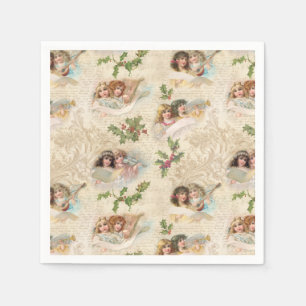 Serviette En Papier Angels victoriens avec musique, Script & Holly