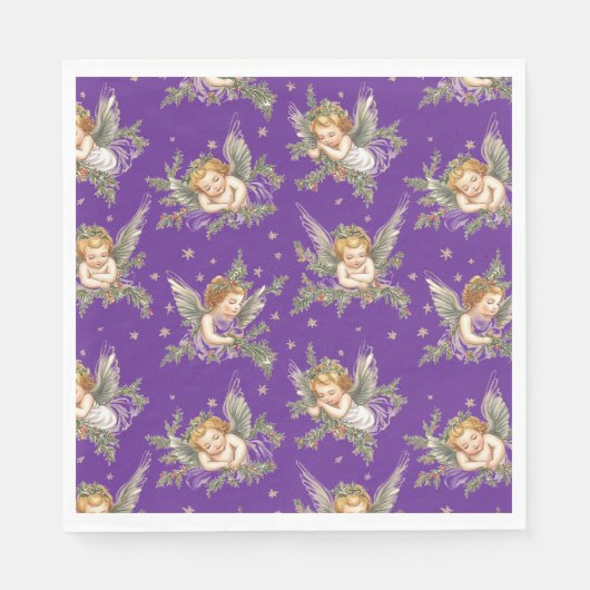Serviette En Papier Anges modernes motif violet (Devant)