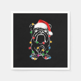 Serviette En Papier Anglais Buldog Dog Lights Christmas Matching Fami