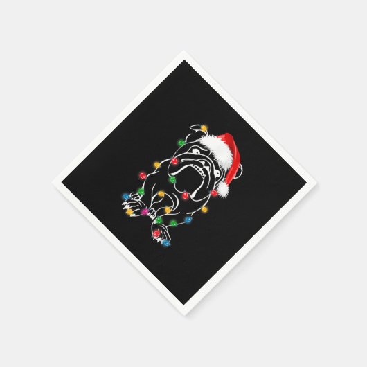 Serviette En Papier Anglais Buldog Dog Lights Christmas Matching Fami (Coin)