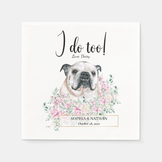 Serviette En Papier Anglais Bulldog Mariage Cocktail Napkins (Devant)