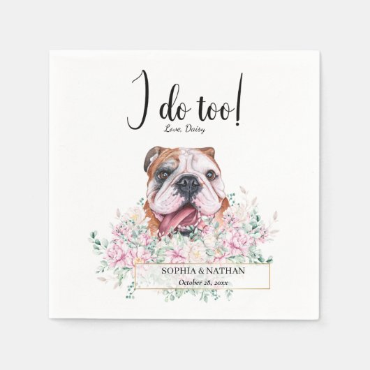 Serviette En Papier Anglais Bulldog Mariage Cocktail Napkins (Devant)