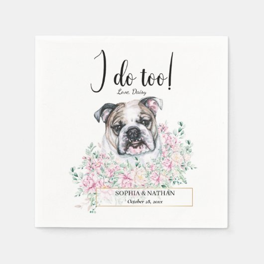 Serviette En Papier Anglais Bulldog Mariage Cocktail Napkins (Devant)