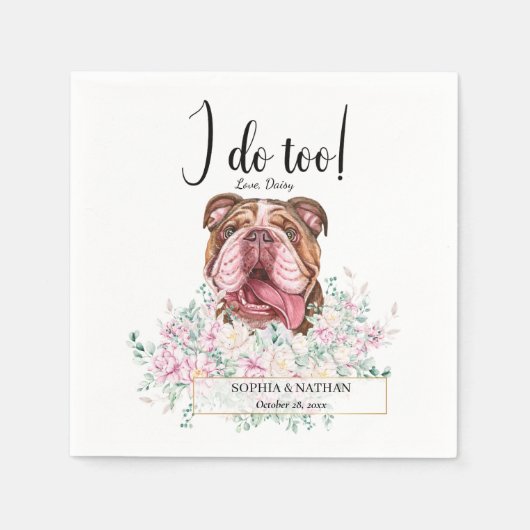 Serviette En Papier Anglais Bulldog Mariage Cocktail Napkins (Devant)