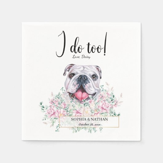 Serviette En Papier Anglais Bulldog Mariage Cocktail Napkins (Devant)