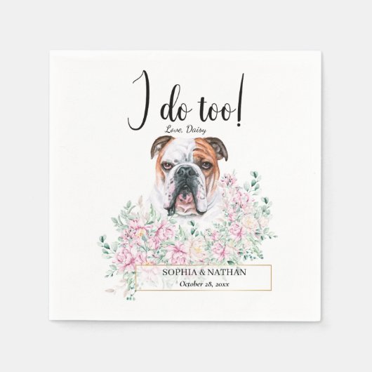 Serviette En Papier Anglais Bulldog Mariage Cocktail Napkins (Devant)
