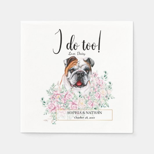 Serviette En Papier Anglais Bulldog Mariage Cocktail Napkins (Devant)
