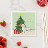 Serviette En Papier Anglais Crème Golden Retriever avec sapin de Noël (En situation)