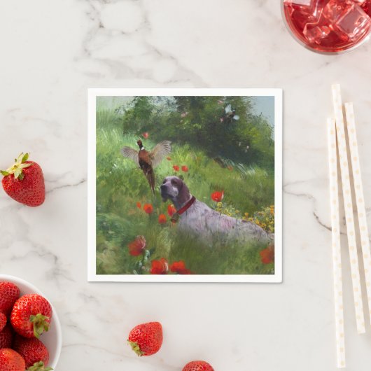 Serviette En Papier Anglais Setter, Chasse de faisan (En situation)