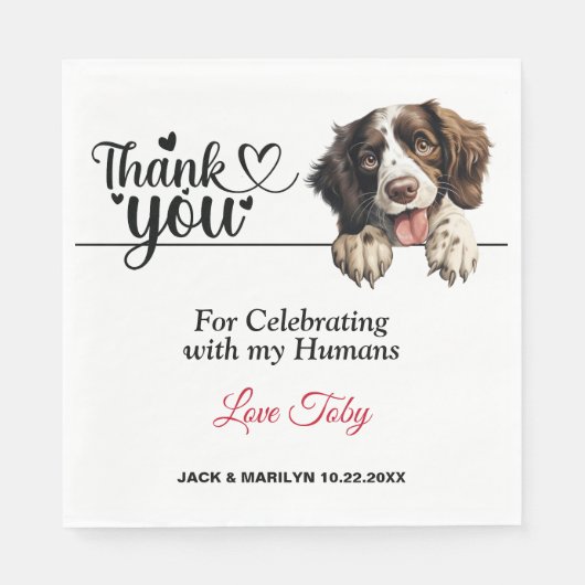 Serviette En Papier Anglais Springer espagnol Mariage Merci (Devant)