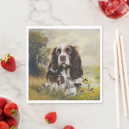 Serviette En Papier Anglais Springer Spaniel (En situation)