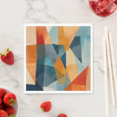 Serviette En Papier Angles Abstraits de bleu et d'orange (En situation)