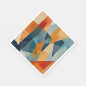 Serviette En Papier Angles Abstraits de bleu et d'orange (Coin)