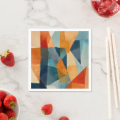 Serviette En Papier Angles Abstraits de bleu et d'orange (En situation)