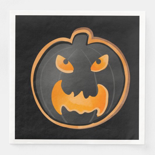 SERVIETTE EN PAPIER ANGRY BLACK ORANGE HALLOWEEN PUMPKIN (Devant)