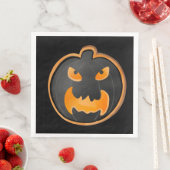 SERVIETTE EN PAPIER ANGRY BLACK ORANGE HALLOWEEN PUMPKIN (En situation)
