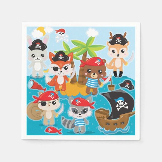 Serviette En Papier Animal Crew Party Pirate Napkins (Devant)