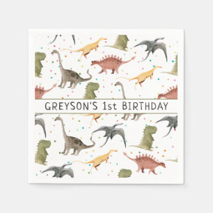 Serviette En Papier Animal de fête d'anniversaire dinosaure personnali