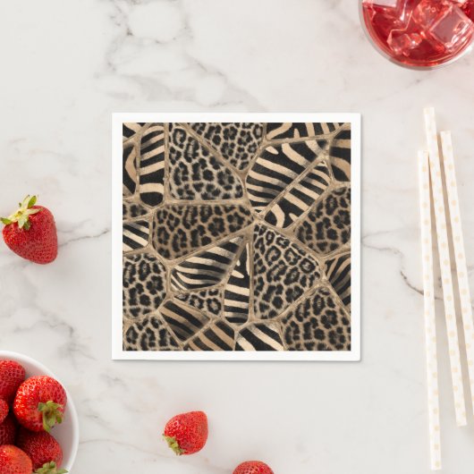 Serviette En Papier Animal Print - Léopard et Zebra - pastel (En situation)
