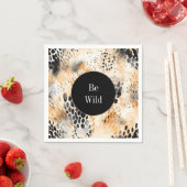 Serviette En Papier Animal sauvage léopard crème noir (En situation)