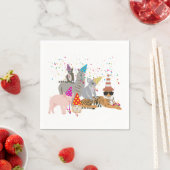 Serviette En Papier Animaux - Beaux animaux ayant une fête (En situation)