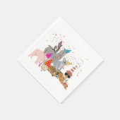 Serviette En Papier Animaux - Beaux animaux ayant une fête (Coin)