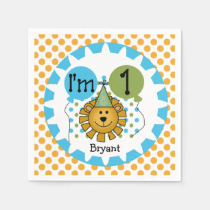 Serviette En Papier Animaux Circus Lion 1er Anniversaire Papier servie