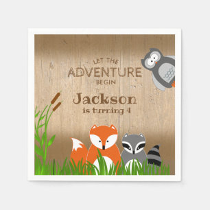 Serviette En Papier Animaux d'aventure en forêt Anniversaire