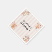 Serviette En Papier Animaux de bois Fille Anniversaire rose (Coin)